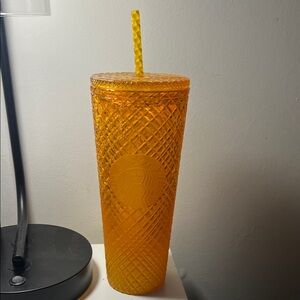 Starbucks Textured Orange Tumbler with Straw
